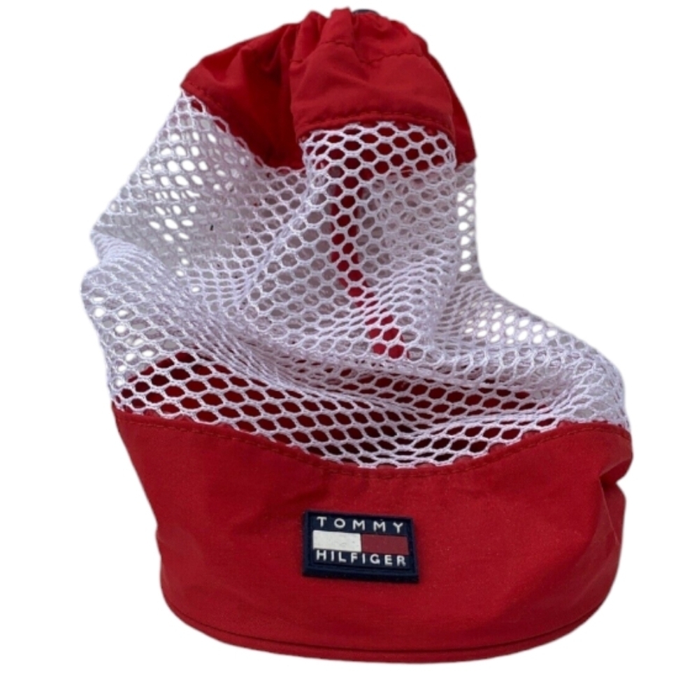 90's Vintage Tommy Hilfiger Shower Caddy Drawstring Mesh Bag